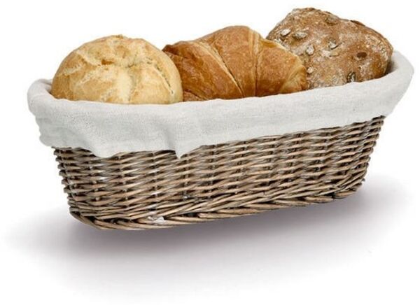 ZELLER Brotkorb 14176 mit Beutel, Weide und Canvas, 33 x 14 x 10 cm