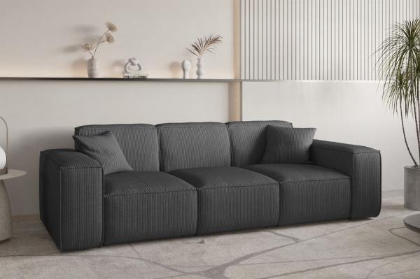 Sofa Designersofa CELES PREMIUM 3-Sitzer in Stoff Scala Anthrazit