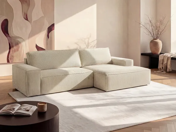 Vente-unique - AMELIA Sofa SamtStoff Weiß - B 167 cm x H 85 cm x L 267 cm