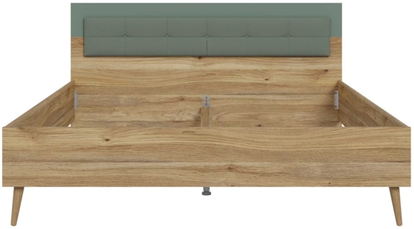 Bett Winston / Whenua, Holzwerkstoff, Grün, Holzfarben, 187 x 99 x 207 cm