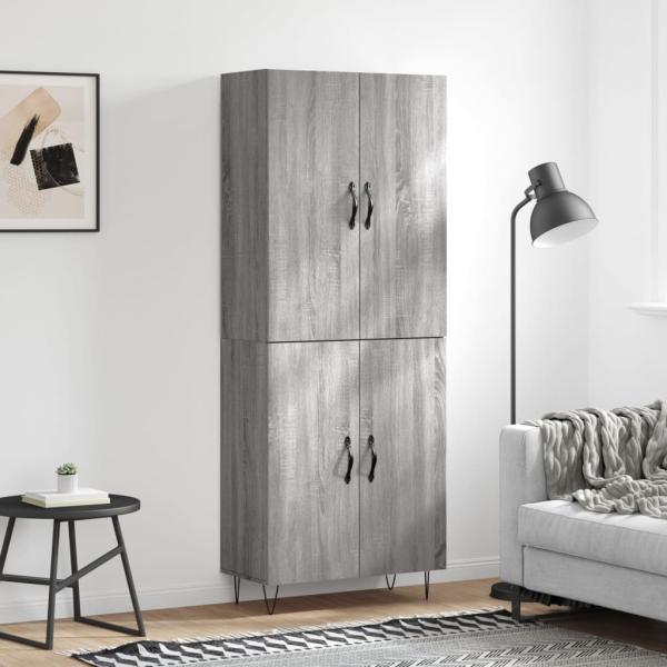 vidaXL Highboard Grau Sonoma 69,5x34x180 cm Holzwerkstoff 3198063