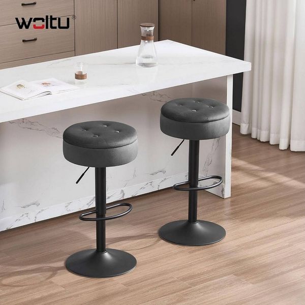Woltu Barhocker (2 St), Sitzhocker mit Stauraum, höhenverstellbar, 360° drehbar, Samt