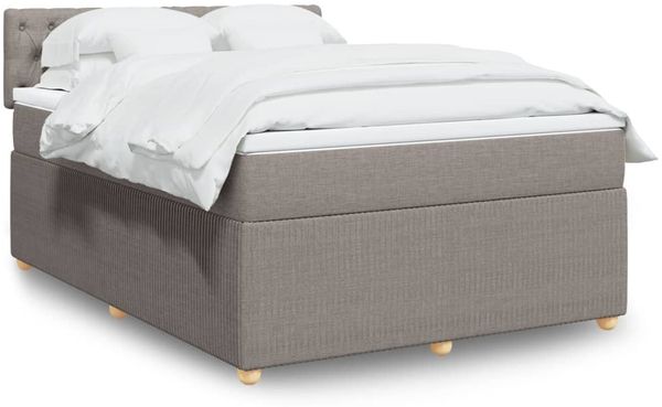 vidaXL Boxspringbett mit Matratze Taupe 140x190 cm Stoff 3287462