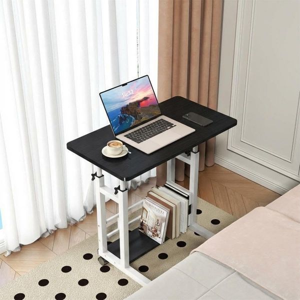 GarveeMore Beistelltisch Mobiler Stehender Schreibtisch Höhenverstellbarer Roll Laptop Cart