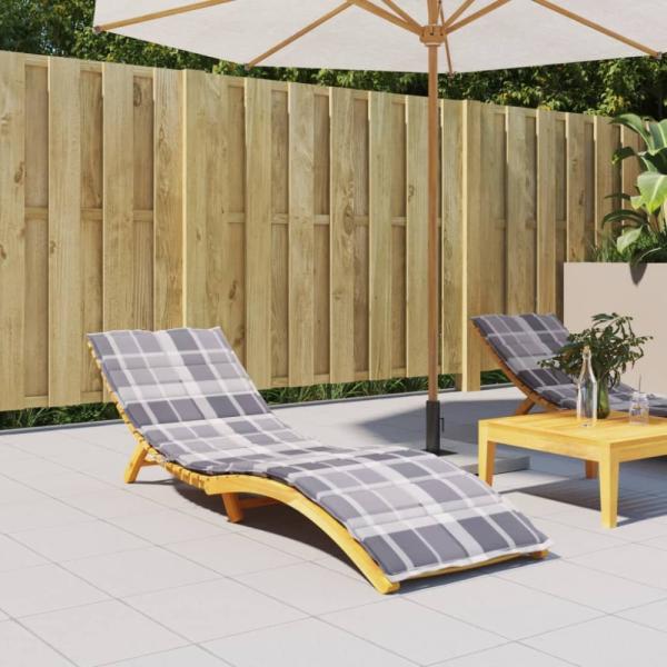 vidaXL Sonnenliegen-Auflage Grau Karomuster 200x50x3 cm Oxford-Gewebe 314202