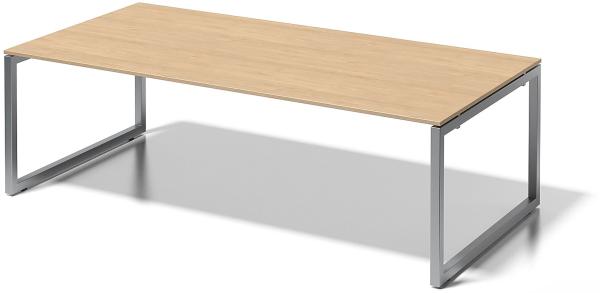 Cito Chefarbeitsplatz/Konferenztisch, 740 mm höhenfixes O-Gestell, H 19 x B 2400 x T 1200 mm, Dekor ahorn, Gestell silber