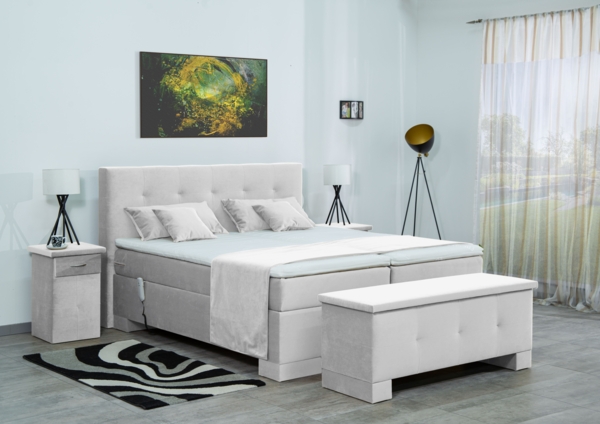Meisterbetten Boxspringbett Lapi 160x220 in VS-Alugrau, Matratzenbezug Nano, Ergoflex-Topper Bild 4