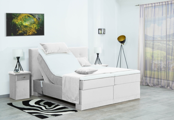 Meisterbetten Boxspringbett Lapi 160x220 in VS-Alugrau, Matratzenbezug Nano, Ergoflex-Topper Bild 3