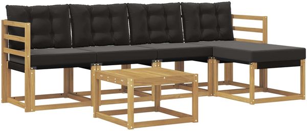 vidaXL Outdoor-Sofagarnitur mit Kissen 6 pcs Weiß und Schwarz 3389394 Bild 2