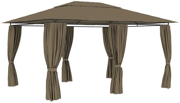 Gartenzelt, Partyzelt mit Vorhängen 4x3 m Taupe 180 g/m²
