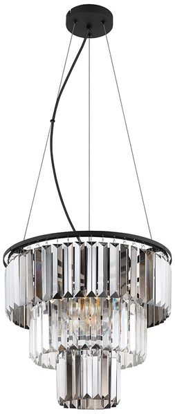 Hängeleuchte, 3 Flammig, Kristalle Glas, klar rauch, D 40 cm