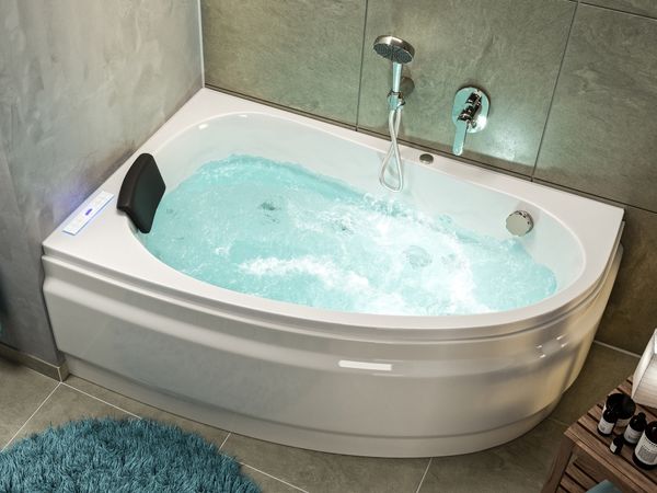 Eck Whirlpool Stardust 150x95 links Made in Germany 22 Düsen Befüllung Überlauf : Befüllung über den Überlauf