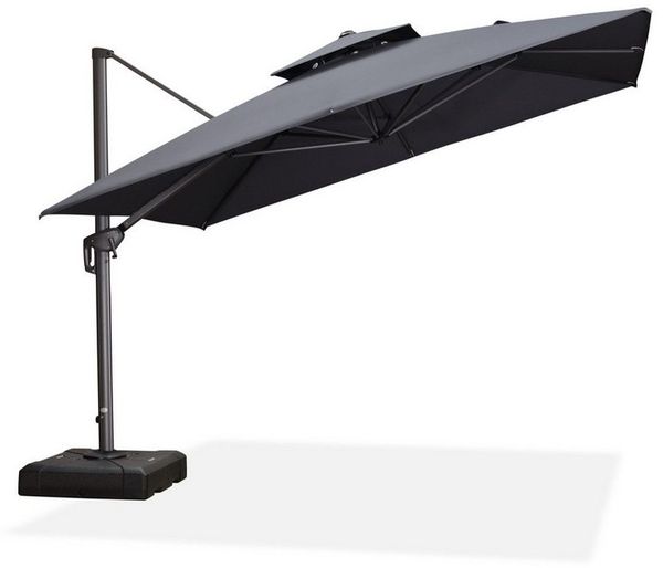 PURPLE LEAF Sonnenschirm Außenbereich Alu Doppeldach Sonnenschirm Ampelschirm, Terrassenschirm, LxB: 365,00x365,00 cm, 360° drehbar, höhenverstellbar, Wasser- und UV-beständig, 360°Rotation, Sonnenschutz UV50+, für Terrasse, Balkon
