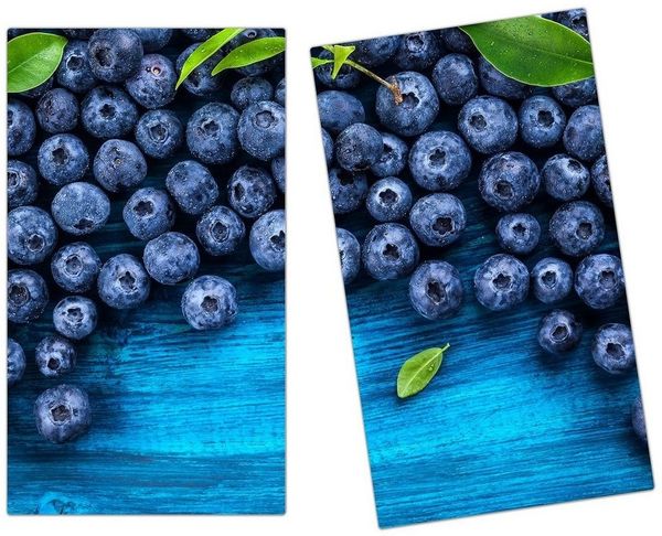 Primedeco Herd-Abdeckplatte Herdabdeckplatte Spritzschutz aus Glas Heidelbeeren auf Holz, Glas, (2 tlg)