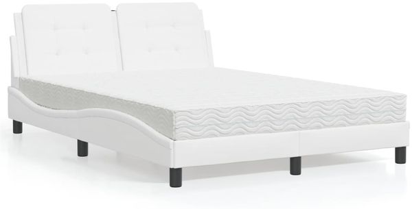 vidaXL Bettgestell ohne Matratze "Zadar" Weiß 140x190 cm Kunstleder 3208860