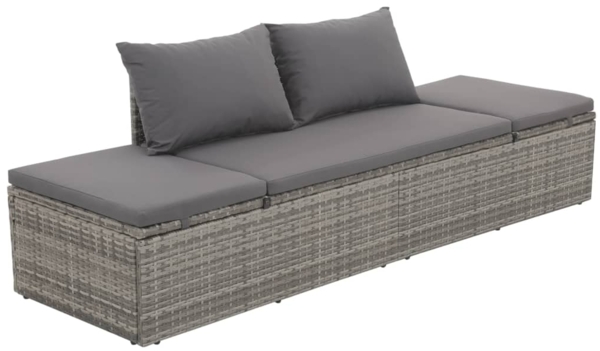 vidaXL Gartenbett Grau 195×60 cm Poly Rattan 43955