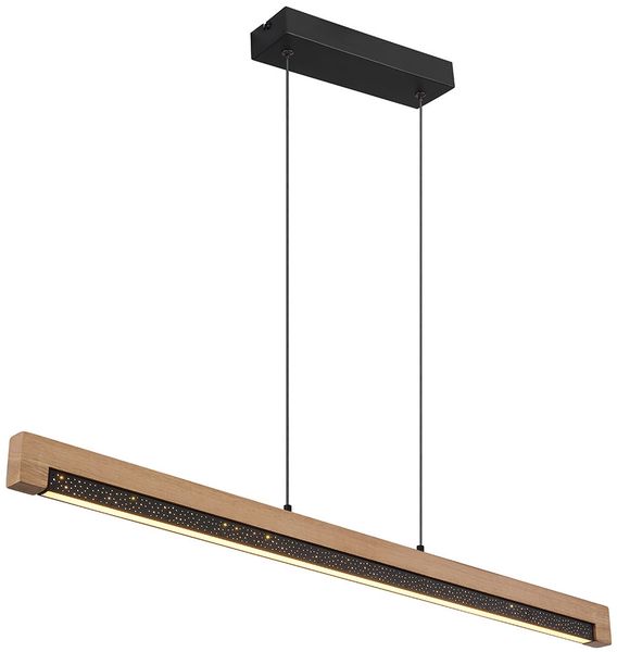 LED Pendelleuchte, Holz, Alu, opal, schwarz, L 120 cm