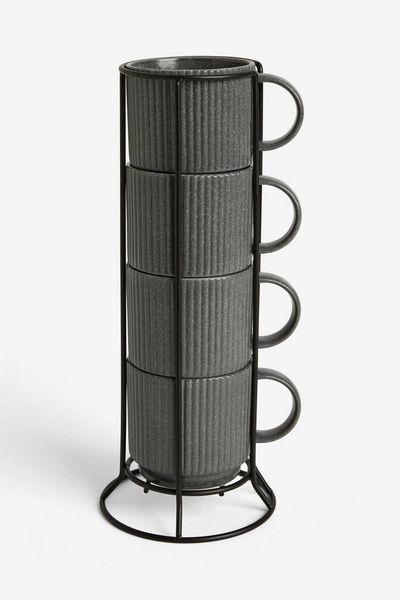 Next Becher Stamford Stapeltassen, 4er-Set, 5-tlg, Steingut