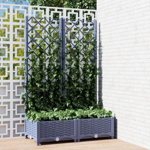 vidaXL Garten-Pflanzgefäß mit Spalier Blaugrau 80 x 40 x 121,5 cm PP 318250