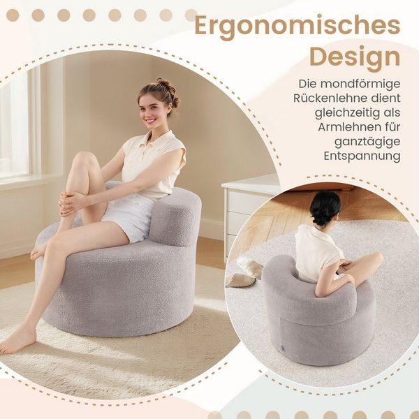 COSTWAY Relaxsessel, Polstersofa rund, mit Rückenlehne 200 kg