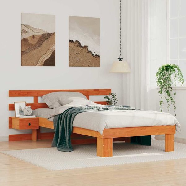 vidaXL Bettrahmen Wachsbraun 90 x 190 cm Massives Kiefernholz 872718
