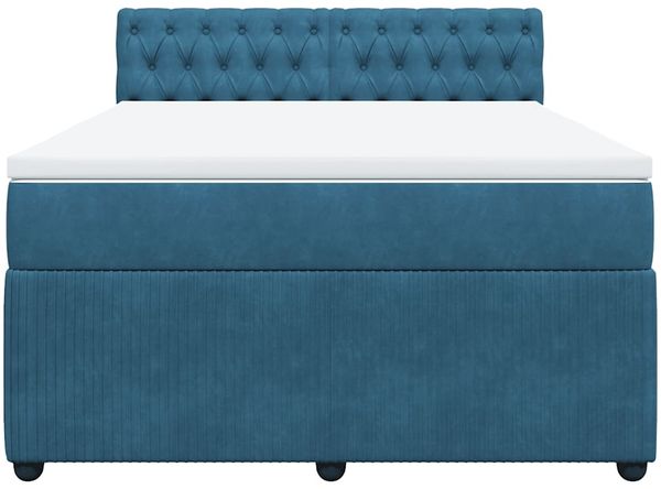 vidaXL Boxspringbett mit Matratze Blau 160x200 cm Samt 3290092 Bild 6