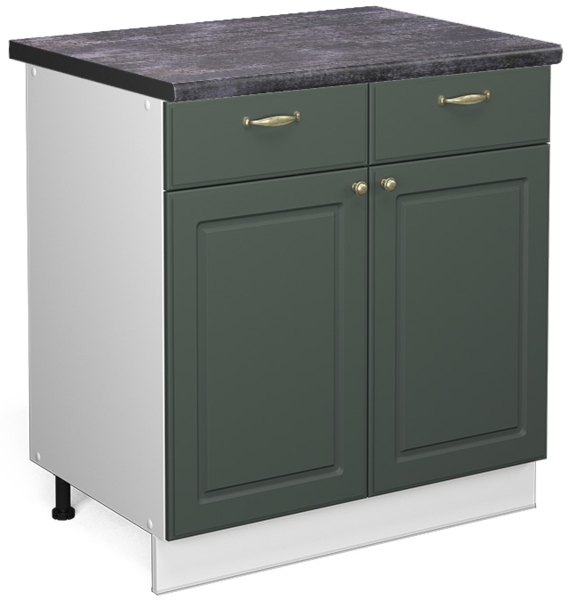 Küchenunterschrank Fame-Line Grün-Gold Landhaus 80 cm , AP Anthrazit Vicco