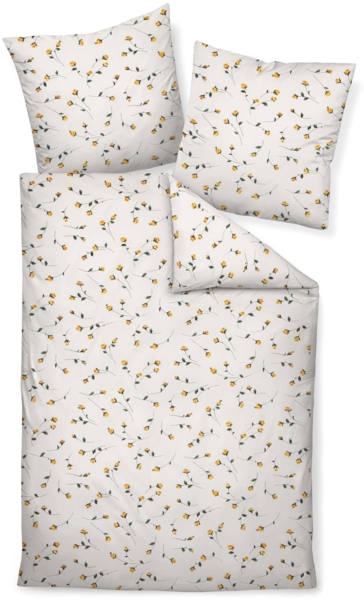 Janine 'Tango' Mako-Soft-Seersucker Bettwäsche, Baumwolle, Gelb, 135x200 cm + 80x80 cm