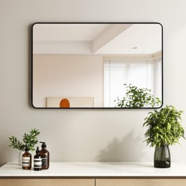 Hopibath Wandspiegel groß 100x60 60x100 Spiegel Bad mit Alurahmen (Badspiegel Flurspiegel, Rechteckig), 5mm HD Glas, 2 Installationsmethoden Bild 6