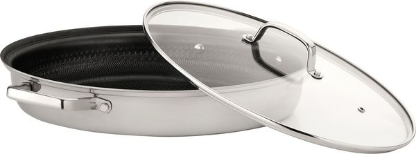 HENSSLERS Fischpfanne HENSSLERS Edelstahl Fisch- & Schnitzelpfanne, mit Wabenstruktur, Edelstahl (2-tlg), inkl. Glasdeckel und Dünsteinsatz, Abmessung ca. 38x26 cm