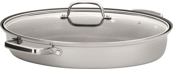 HENSSLERS Fischpfanne HENSSLERS Edelstahl Fisch- & Schnitzelpfanne, mit Wabenstruktur, Edelstahl (2-tlg), inkl. Glasdeckel und Dünsteinsatz, Abmessung ca. 38x26 cm