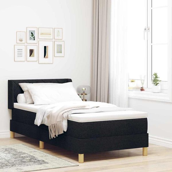 vidaXL Boxspringbett mit Kopfteil Schwarz 190 x 90 cm Stoff 3341330