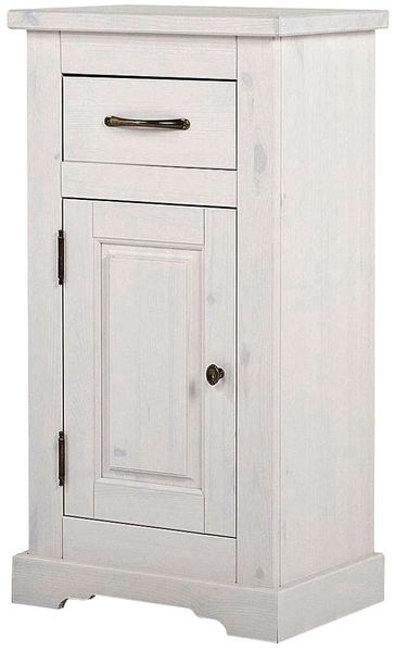 Landhaus Badezimmer Unterschrank Massivholz LIRIA-56, Massivholz weiß gebleicht, B x H x T ca. 45 x 85 x 30cm