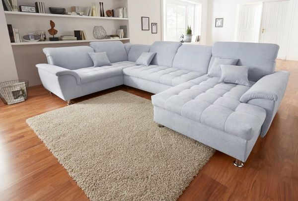 DOMO collection Wohnlandschaft Franzi wahlweise mit Kopfteilverstellung Bettfunktion, Bettkasten, im XXL-Format B/T/H: 352/214/80 cm, Steppung im Sitz, U-Form