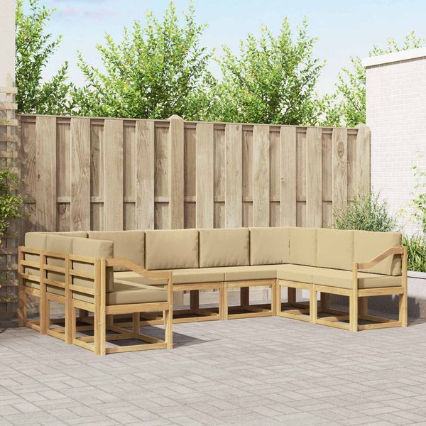 vidaXL Outdoor-Sofagarnitur mit Kissen 9 pcs Weiß und Beige 3388237