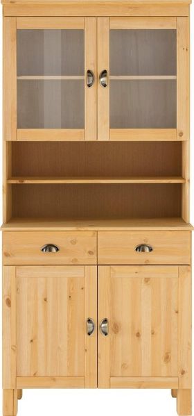 Home affaire Küchenbuffet Oslo 85 cm breit, aus massiver Kiefer, mit 2 Glastüren, Metallgriffe