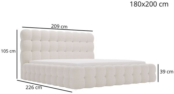 GRAINGOLD Twist Polsterbett 180x200, Doppelbett mit Bettkasten und Lattenrost, Bouclé-Stoff, Braun Bild 7