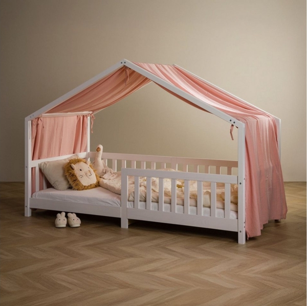 IDIMEX Betthimmel LIAN, Betthimmel Hausbett Deko, Musselin Baldachin aus 100% Baumwolle rosa