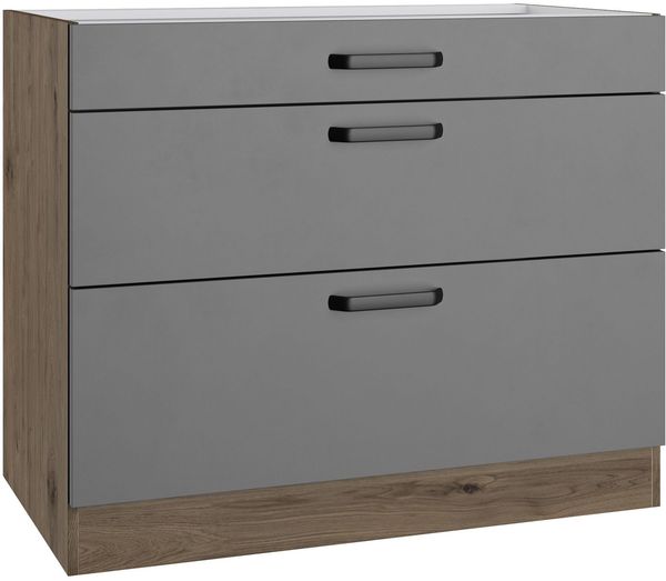 wiho Küchen Unterschrank Elba, mit zwei Auszügen in den Breiten 90 und 100 cm