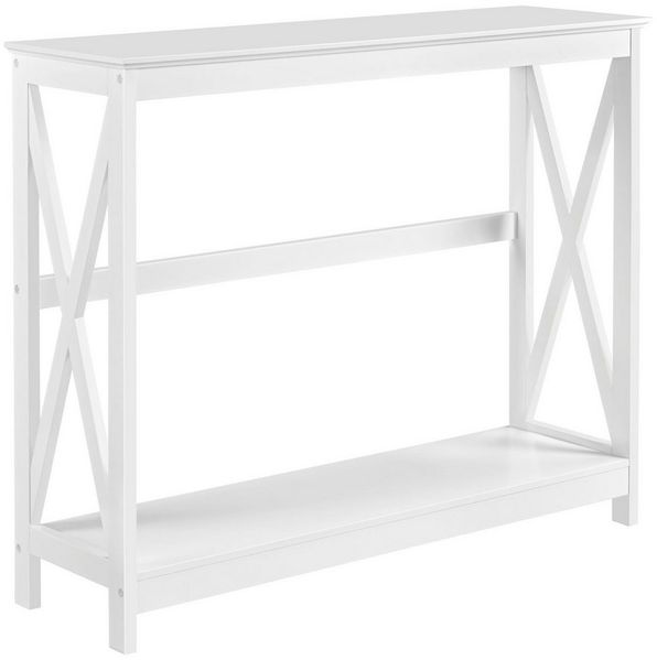 Yaheetech Konsolentisch, Flurtisch mit Ablage, Beistelltisch, Sideboard, Wohnzimmer, Flur, 101,5 x 30 x 81 cm, schmal, Holz, im Nordischen-Design, Weiß