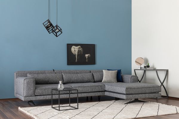 Ecksofa, 'Jivago', 78 x 198 x 308, Grau