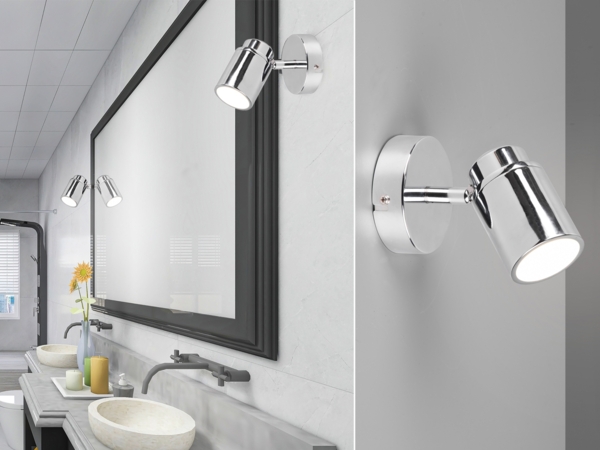 Wandstrahler Badezimmerlampe ANGELO Silber Chrom, Breite 10,5cm