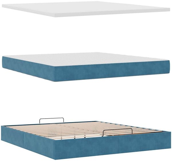 vidaXL Ottoman-Bett mit Matratze Dunkelblau 160x200 cm Samt 3311199 Bild 8