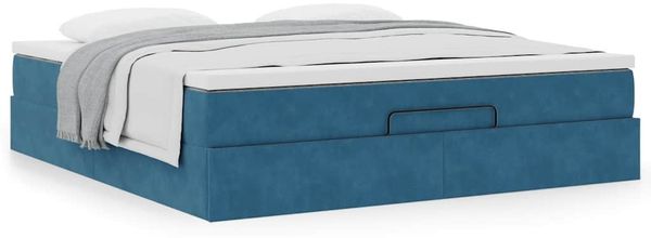 vidaXL Ottoman-Bett mit Matratze Dunkelblau 160x200 cm Samt 3311199 Bild 4