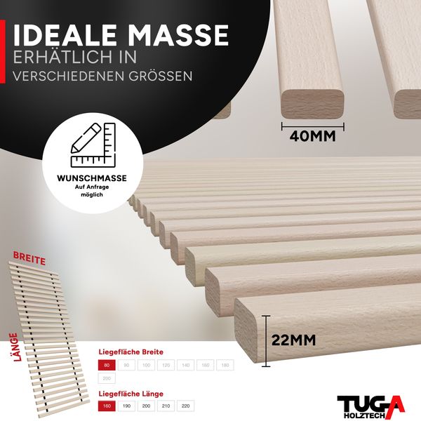 Rollrost Lattenrost -NEU- " Buchen - Xandi " 22mm 200 x 200 cm (2x 100 x 200 cm) bis 650kg Bild 3