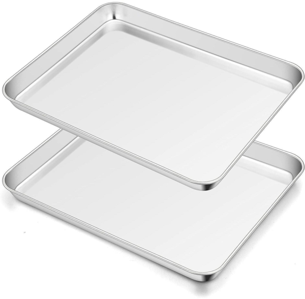 Homikit 2er Set Edelstahl Backblech 40x30x2,5 cm - Backofenblech Rechteckig für