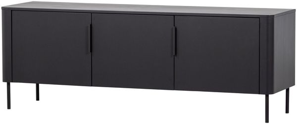 TV-Board Gunnar aus FSC-Kiefer, modern, mattschwarz, 154 cm, vielseitig aufstellbar