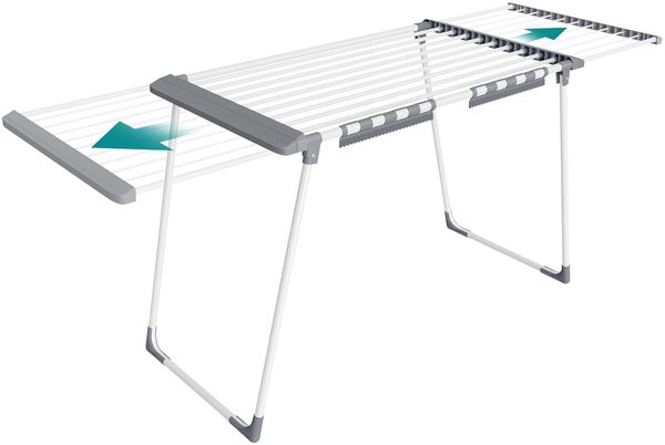 SONGMICS Wäscheständer, Standtrockner, ausziehbare Flügel, Flügelwäscheständer, 22 m Trockenfläche, Flügelwäschetrockner mit Sockenhalter, klappbar, perlweiß-Taubengrau LLR522WK01