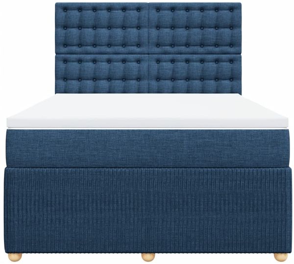 vidaXL Boxspringbett mit Matratze Blau 160x200 cm Stoff 3294427 Bild 6