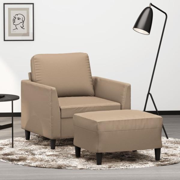 vidaXL Sessel mit Hocker Cappuccino-Braun 60 cm Kunstleder 3201121